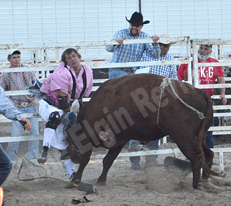 Bullfighter JR Clouse took several hits from this worked up bull.
