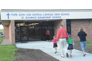 The Michael Moser family on the first day at PJCC/St. Boniface schools.