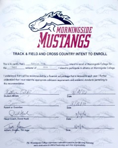 Polk signs with Morningside. The paper that proves it. Photo submitted