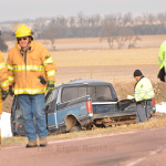 Two-Vehicle Accident North Of Elgin Claims Life Of South Dakota Man Antelope County Sheriff Bob Moore (with clipboard), the Nebraska State Patrol and members of Elgin Fire & Rescue were at the scene. E-R photo