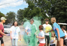 Having fun to raise funds for a good cause Elgin Rescue Color Run Lynell Elgin Nebraska Elgin Public Pope John school Antelope County news Nebraska Elgin Review 2023 0132 4 col cmyk