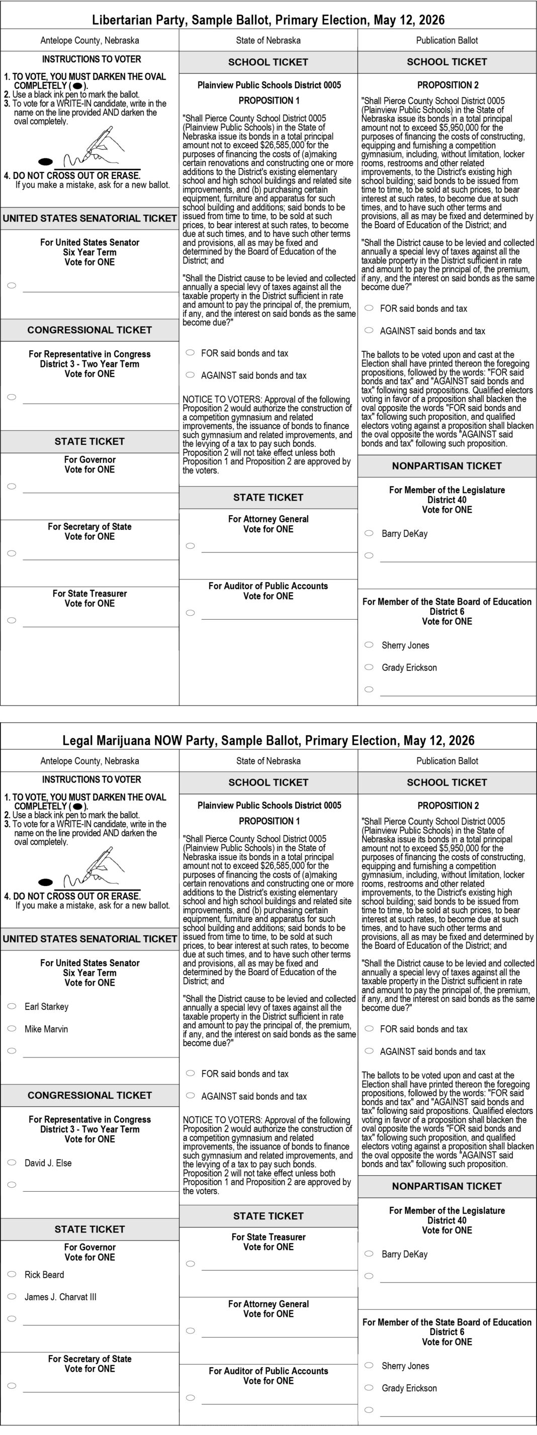 May 12, 2026 Primary Election Sample Ballots - The Elgin Review Online ...
