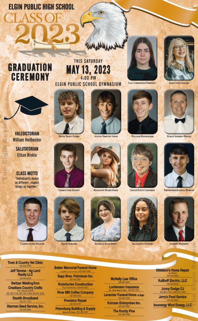 2023 Elgin Public High School Graduating Seniors Page The Elgin Review Online Edition