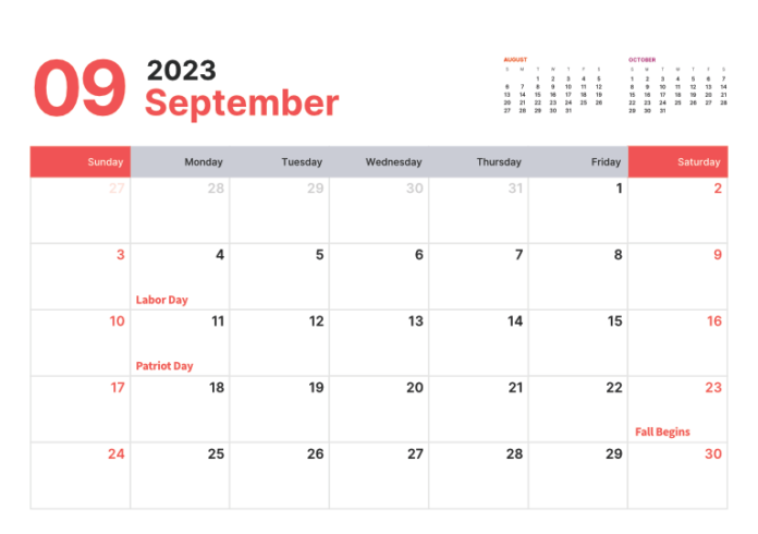 Sept calendar